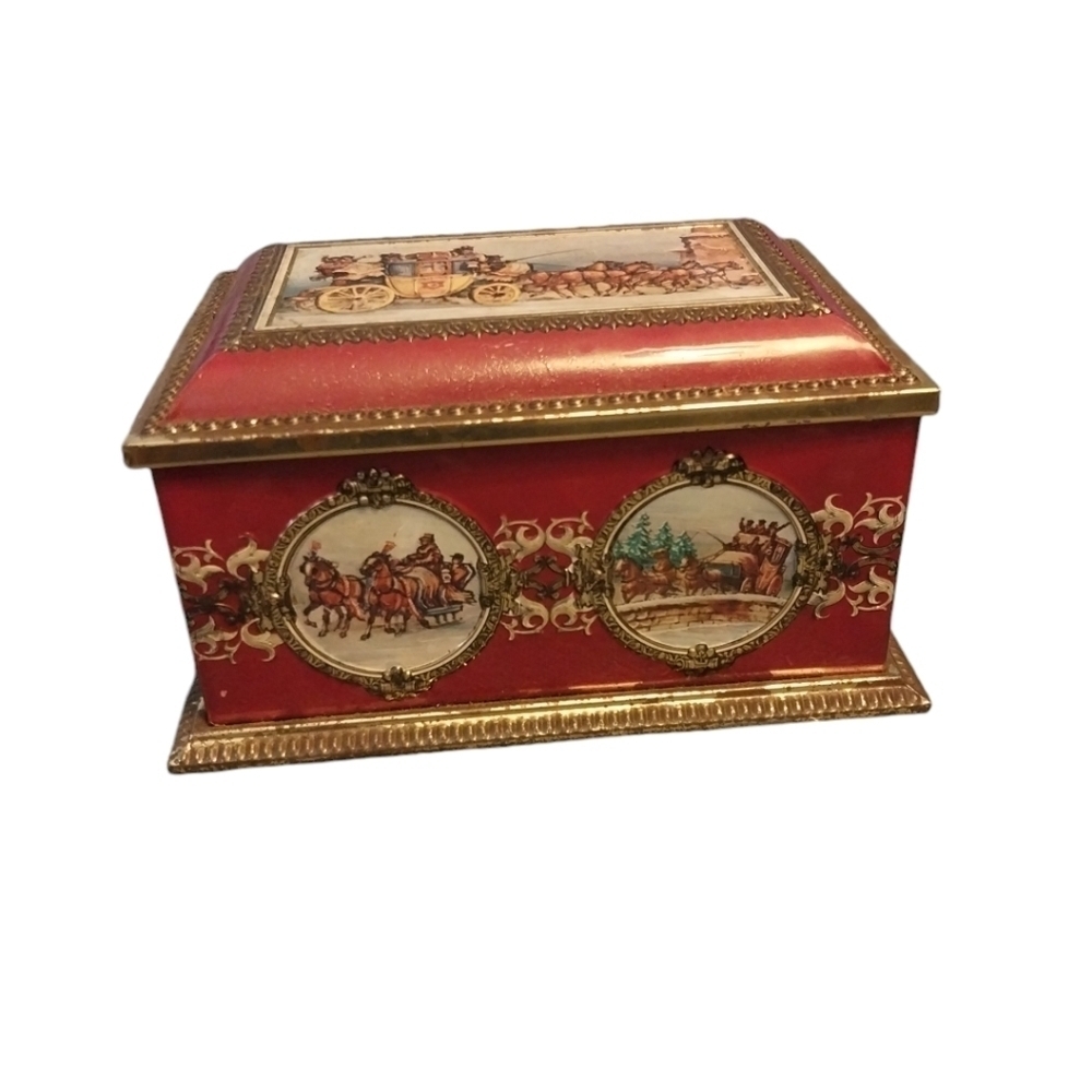 Vintage Tin Trinket box horses Klann Quality